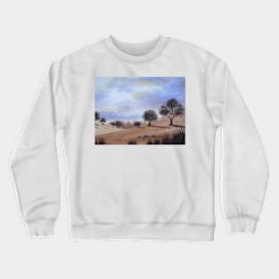 watercolour autumn landscape park trees and blue skies Crewneck Sweatshirt